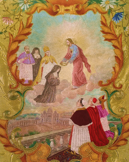 Canonisation de sainte Marguerite-Marie (détail d'un ornement brodé par une visitandine de Nantes)