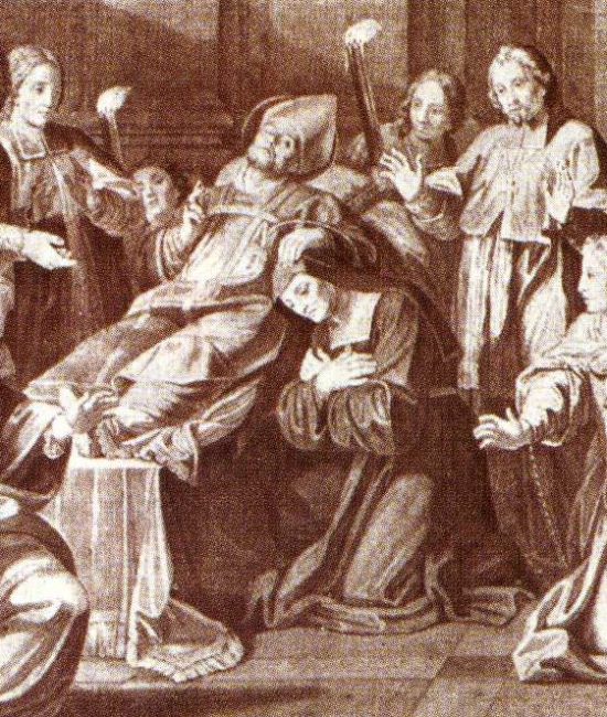 La main de St François de Sales bénit Ste Jeanne de Chantal