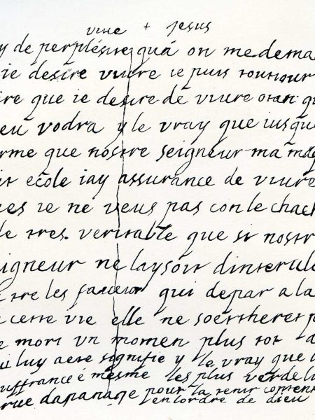 Billet écrit de la main de Soeur Jeanne-Bénigne Gojoz