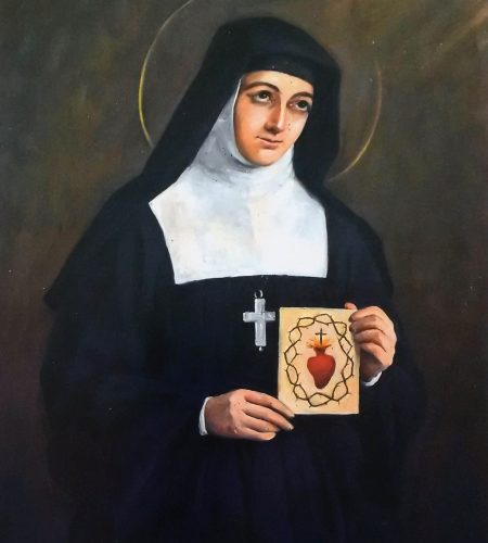 Sainte Marguerite-Marie invitant à la dévotion au Sacré Coeur